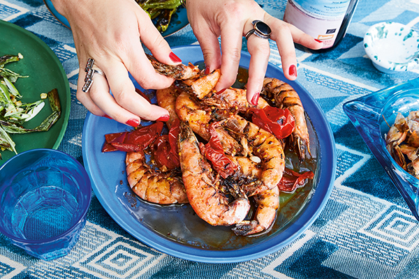 Grilled Prawns with Crushed Tomatoes and Lots of Lime